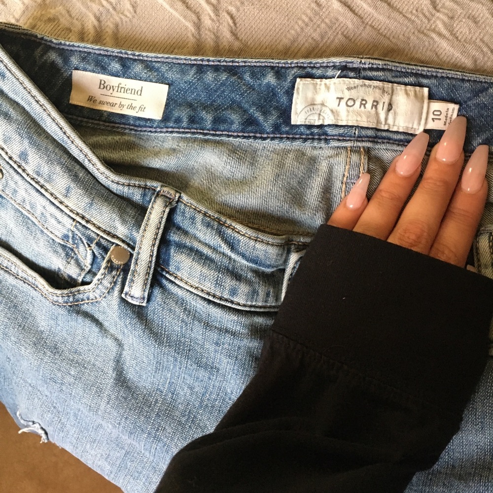 Torrid distressed boyfriend jeans.